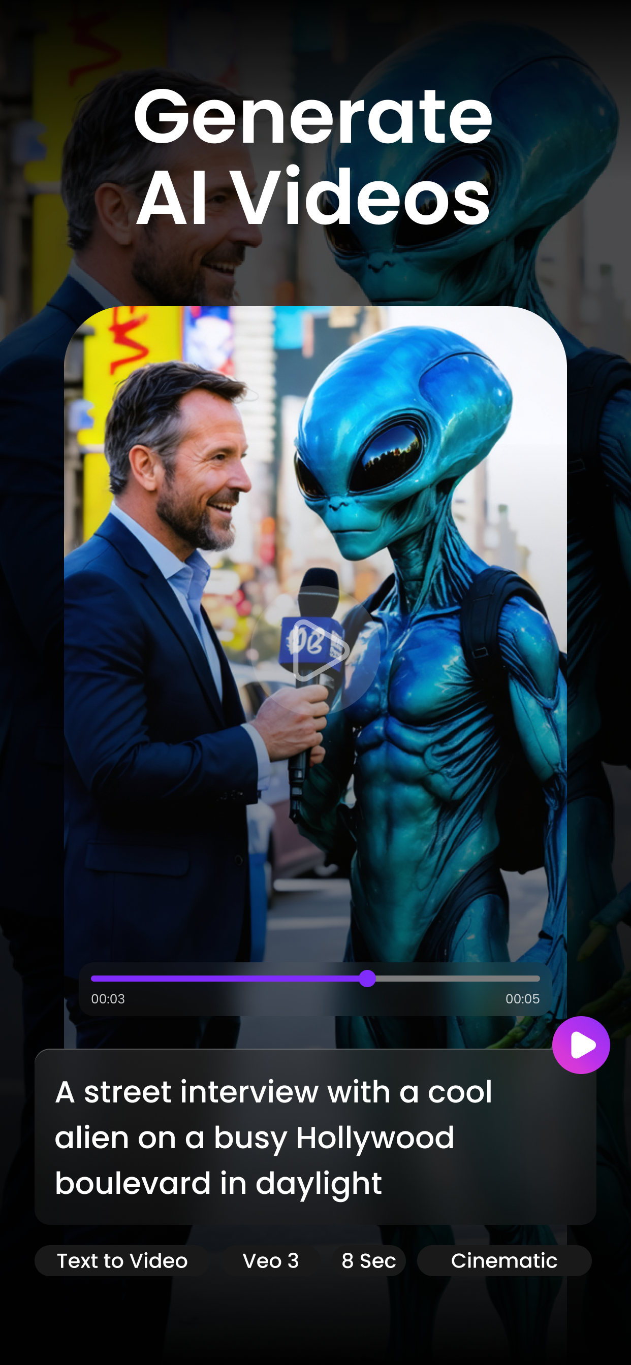 AI Video Generator — preview AI-generated video before exporting